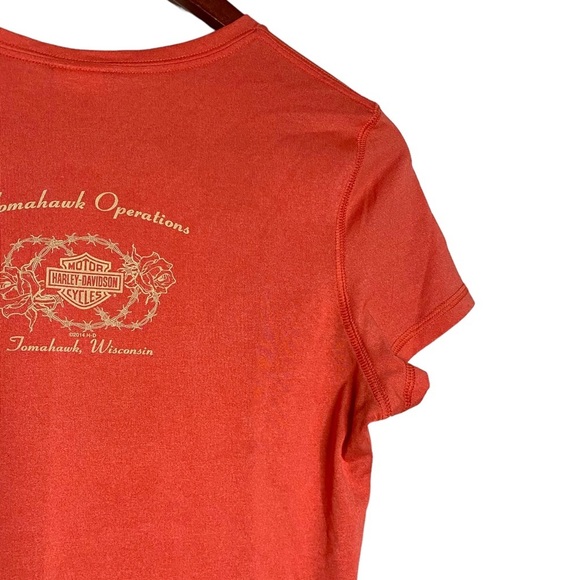 Harley-Davidson Coral V-Neck T-Shirt Tomahawk Wisconsin Graphic Printed Medium - Picture 11 of 16